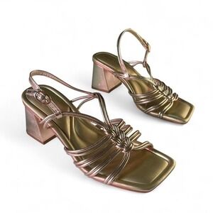 Marc Fisher Gold Strappy‎ Heels Squared Toe Heels Size 7